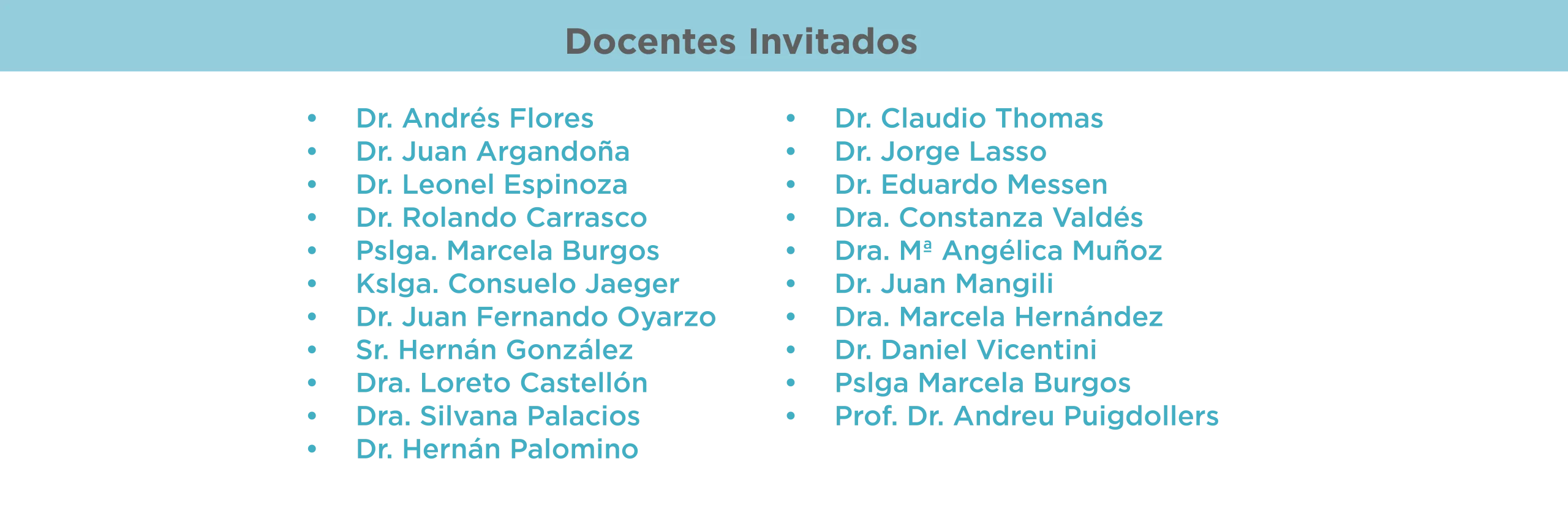 Docentes Invitados Diplomado en Cirugía Ortognática