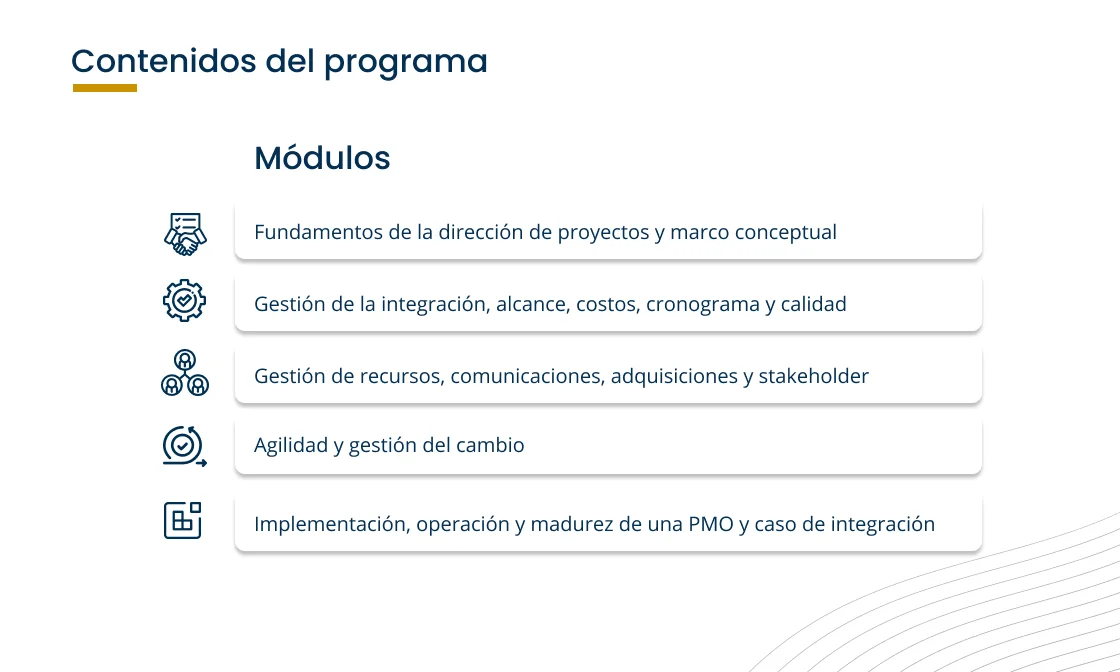 Plan de Estudios Diplomado en Dirección de Proyectos PMO